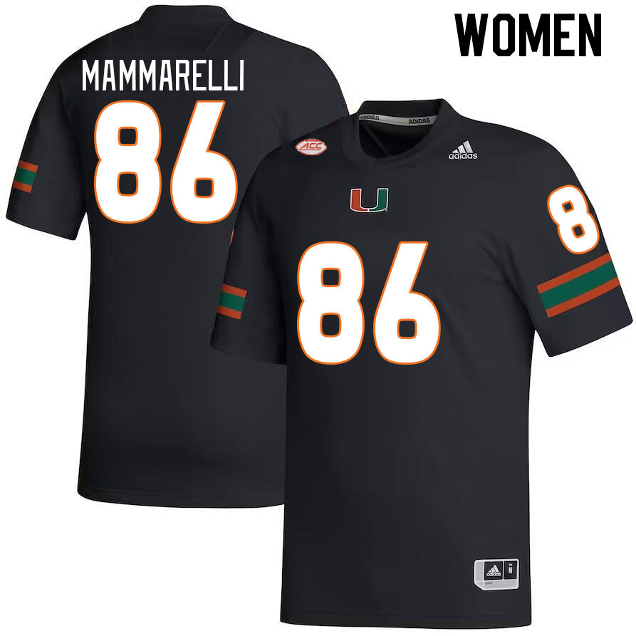 Women #86 Dominic Mammarelli Miami Hurricanes College Football Jerseys Stitched-Black - Click Image to Close